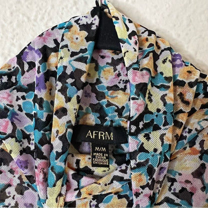 AFRM Shailene Floral Sheer Long Sleeve Dress Size Medium