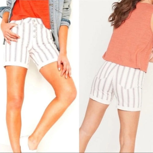 Old Navy Mid Rise Button-Fly Multi-Stripe Jean Shorts Size 14