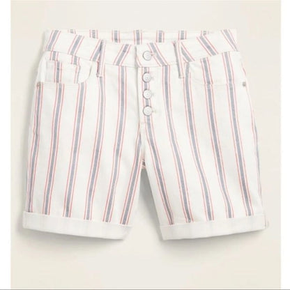 Old Navy Mid Rise Button-Fly Multi-Stripe Jean Shorts Size 14