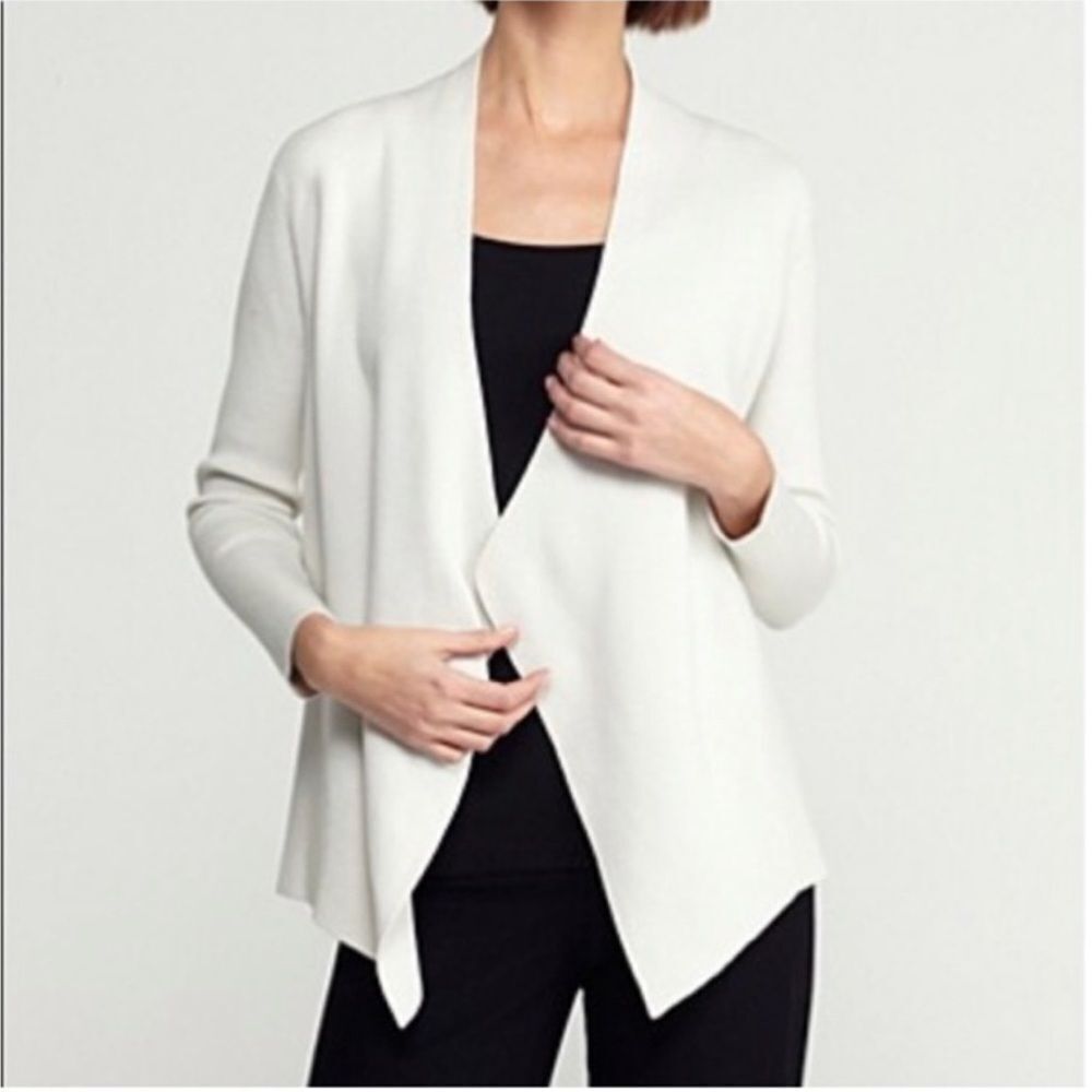 Eileen Fisher Silk Organic Cotton Cardigan Size Large Open Front
