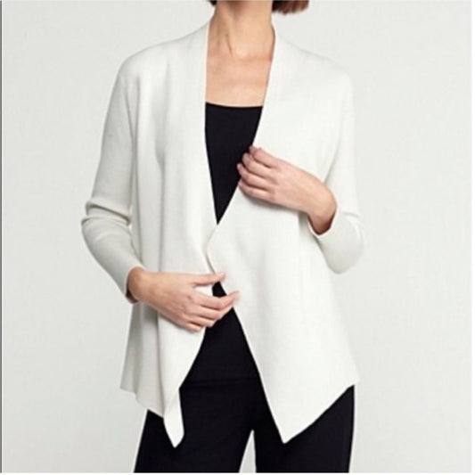 Eileen Fisher Silk Organic Cotton Cardigan Size Large Open Front