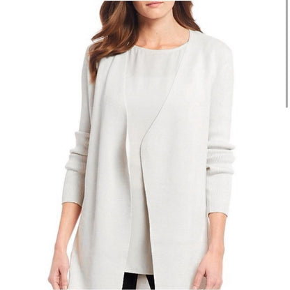 Eileen Fisher Silk Organic Cotton Cardigan Size Large Open Front