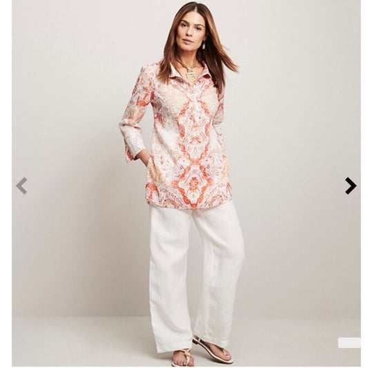Chico’s Petite Medallion-Print Linen Tunic