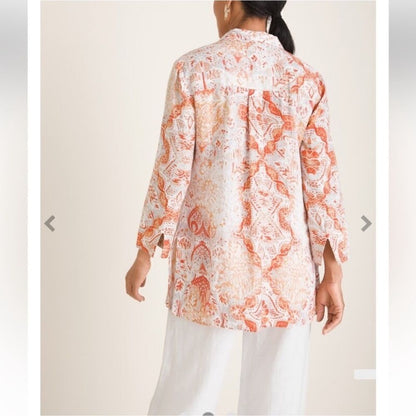 Chico’s Petite Medallion-Print Linen Tunic