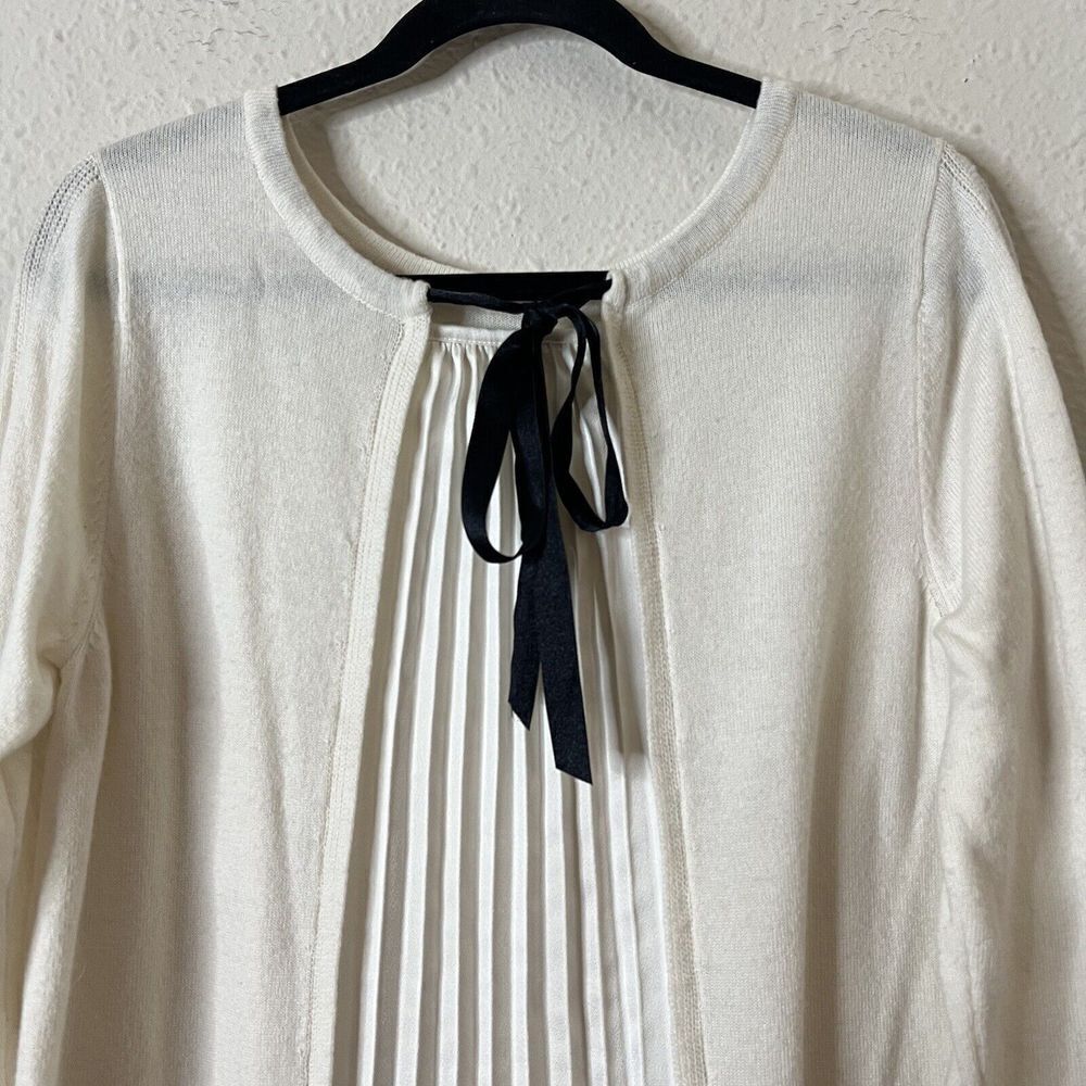Soft Surroundings Pleated Back  Ecru Ivory Reserva Sweater Tunic Wool Medium