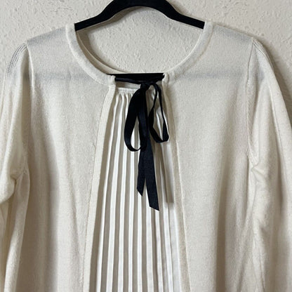 Soft Surroundings Pleated Back  Ecru Ivory Reserva Sweater Tunic Wool Medium