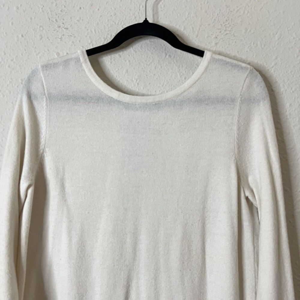 Soft Surroundings Pleated Back  Ecru Ivory Reserva Sweater Tunic Wool Medium