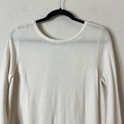 Soft Surroundings Pleated Back  Ecru Ivory Reserva Sweater Tunic Wool Medium