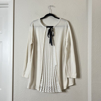 Soft Surroundings Pleated Back  Ecru Ivory Reserva Sweater Tunic Wool Medium