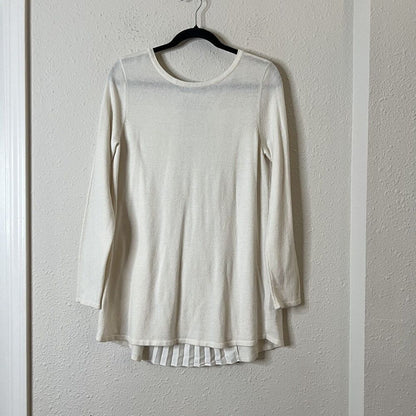 Soft Surroundings Pleated Back  Ecru Ivory Reserva Sweater Tunic Wool Medium