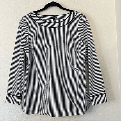 Talbots Black White Striped Long Sleeve Shirt Blouse Size Small
