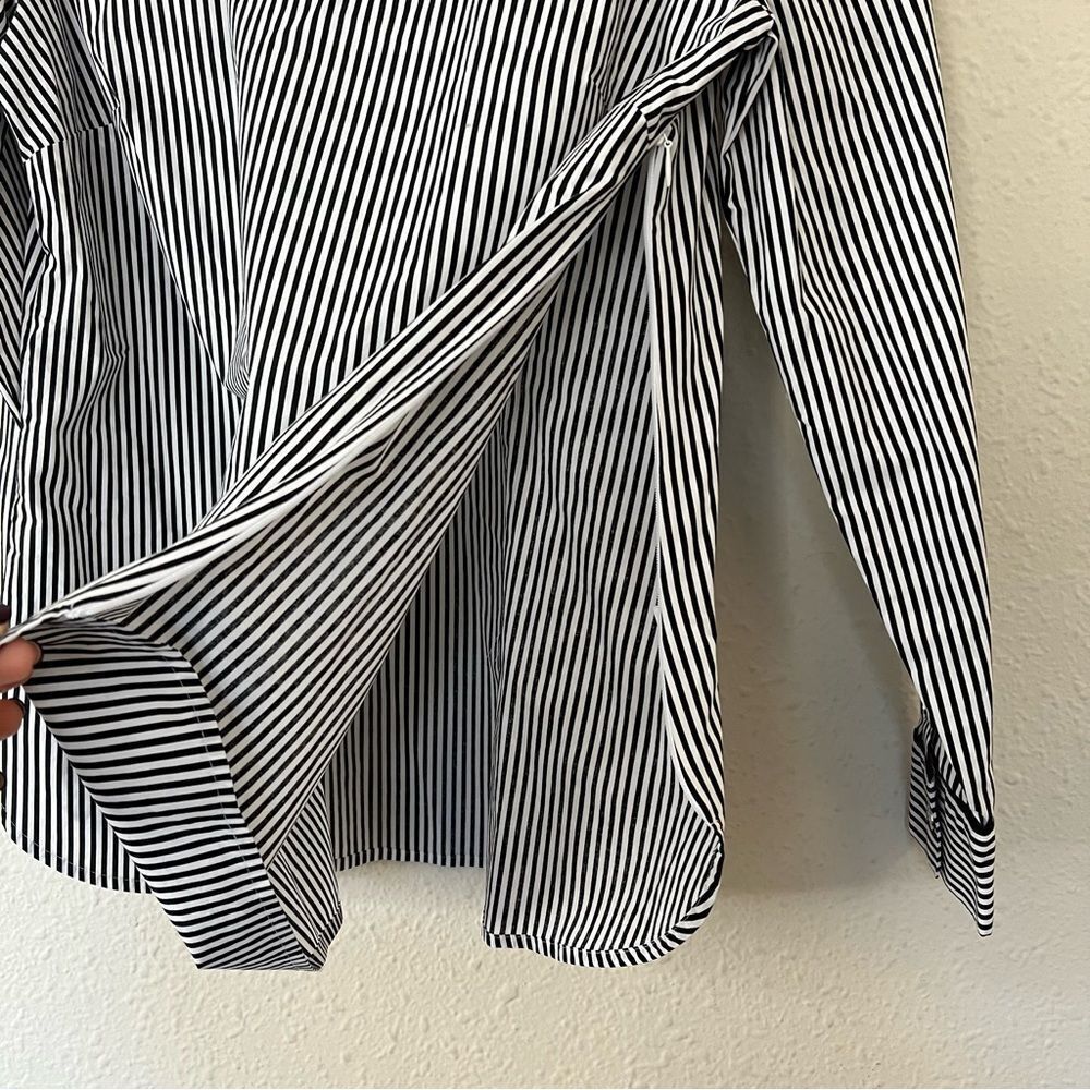 Talbots Black White Striped Long Sleeve Shirt Blouse Size Small
