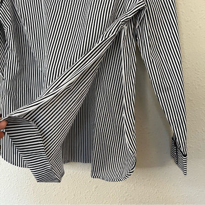 Talbots Black White Striped Long Sleeve Shirt Blouse Size Small