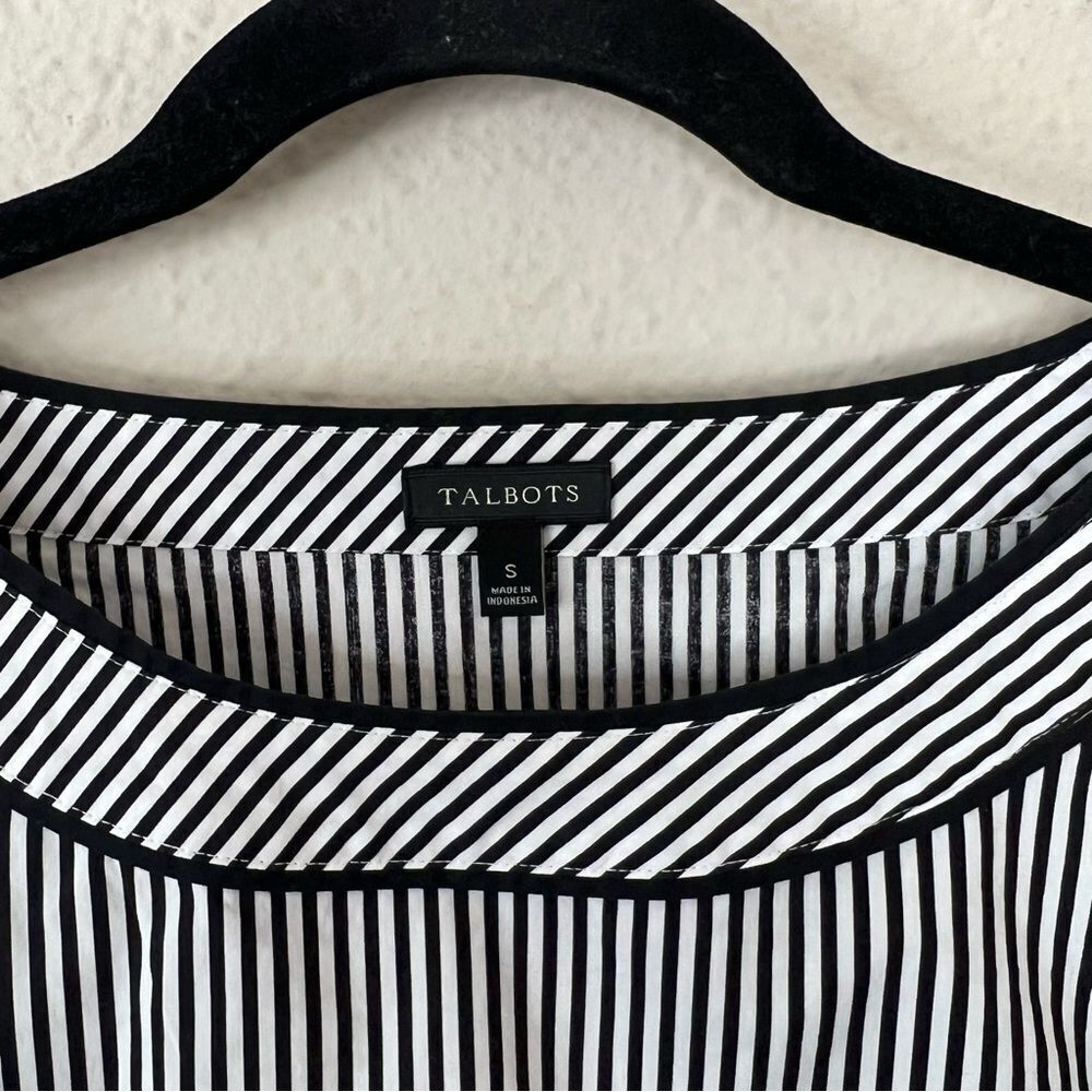 Talbots Black White Striped Long Sleeve Shirt Blouse Size Small