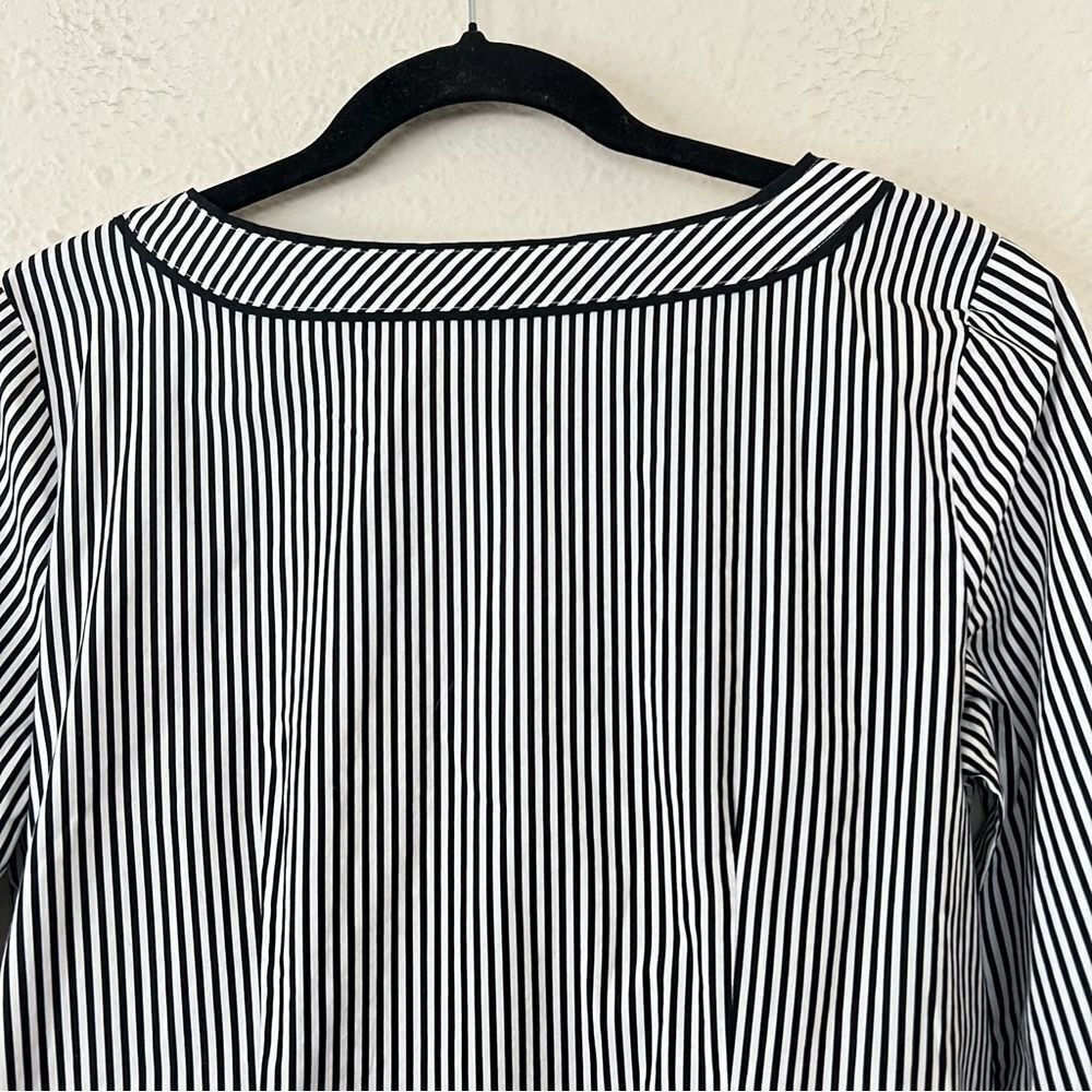 Talbots Black White Striped Long Sleeve Shirt Blouse Size Small