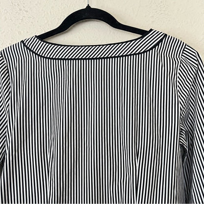 Talbots Black White Striped Long Sleeve Shirt Blouse Size Small