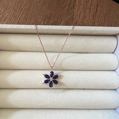 925 Silver Rose Plated Lotus Flower Necklace NEW