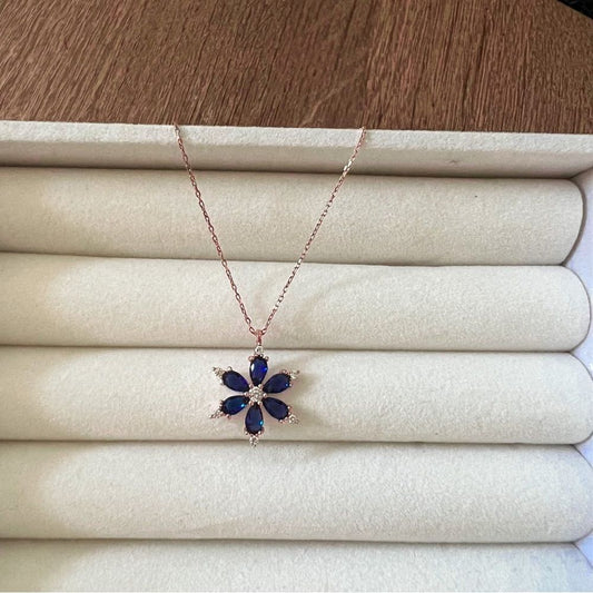 925 Silver Rose Plated Lotus Flower Necklace NEW
