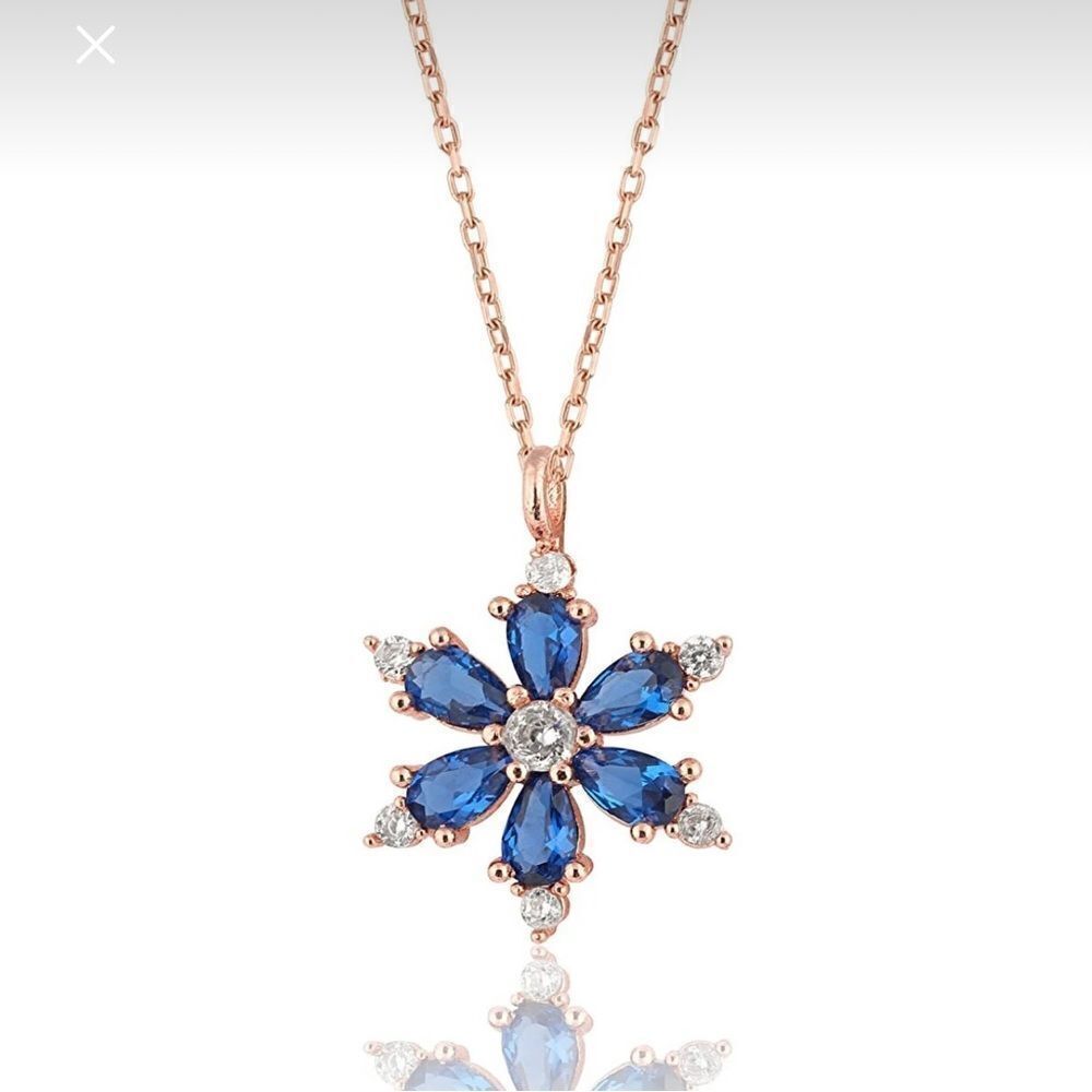 925 Silver Rose Plated Lotus Flower Necklace NEW