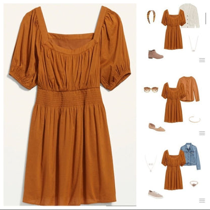 Old Navy Puff Sleeve Waist Defined Smock Flared Mini Dress Size S