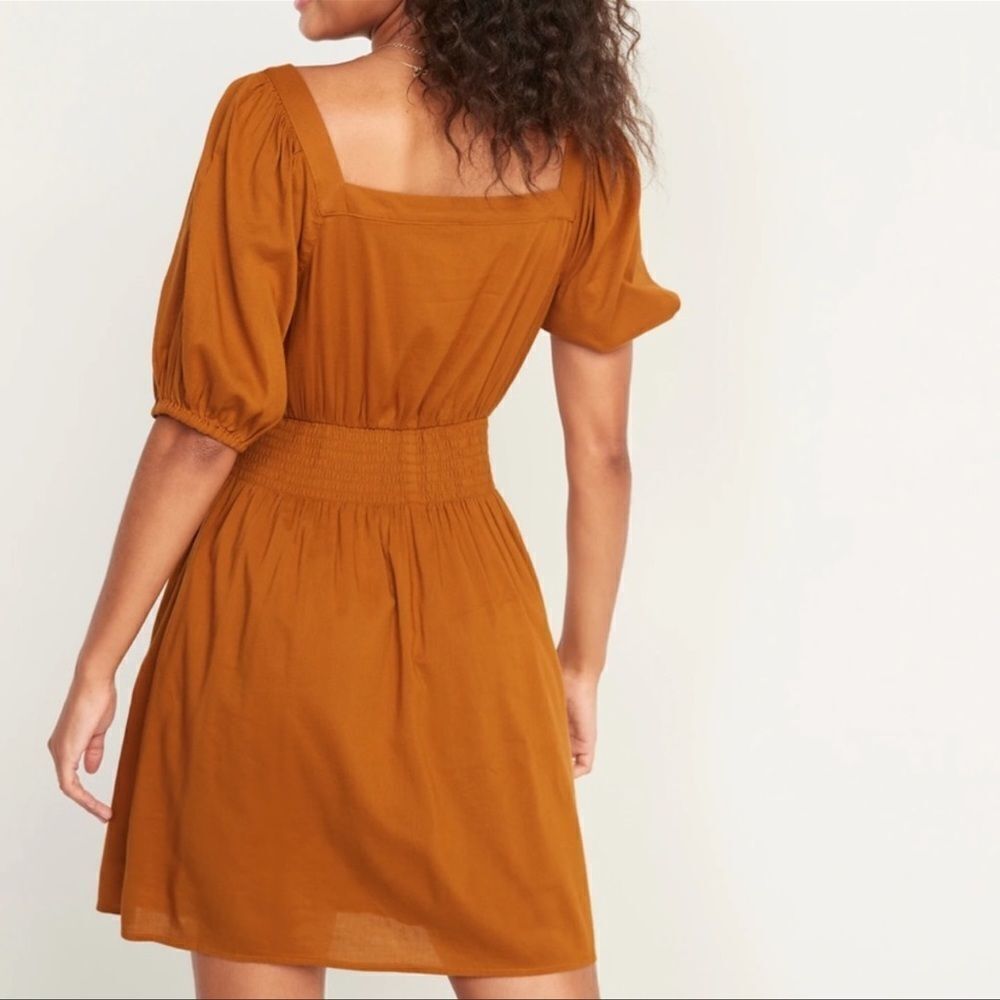 Old Navy Puff Sleeve Waist Defined Smock Flared Mini Dress Size S