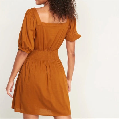 Old Navy Puff Sleeve Waist Defined Smock Flared Mini Dress Size S
