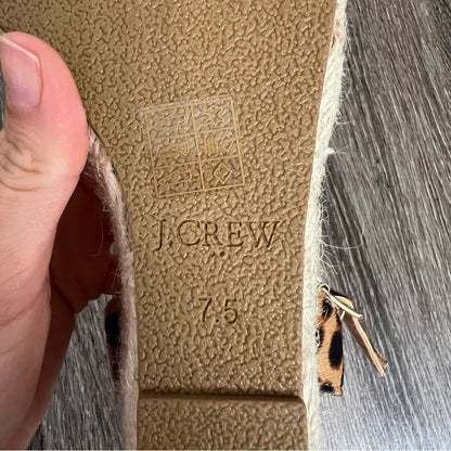 New J Crew Leopard Calfhair Wedge Espadrilles NWOT Size 7,5