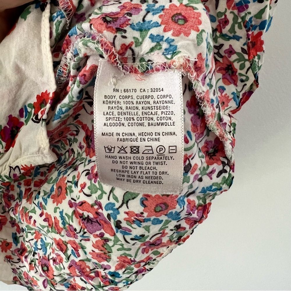 Anthropologie Maeve Hiver Boho Floral & Lace Bell Sleeve Peasant Blouse Size 6