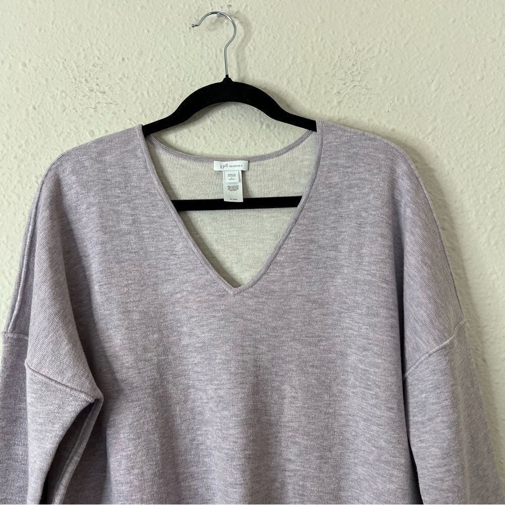 J. Jill Reversible V-Neck Colorblock Sweater Large Petite