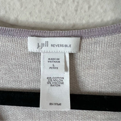 J. Jill Reversible V-Neck Colorblock Sweater Large Petite
