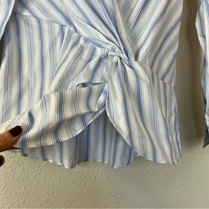 Laundry by Shelli Segal Striped Shirt Blouse Twist Front NEW Size Medium