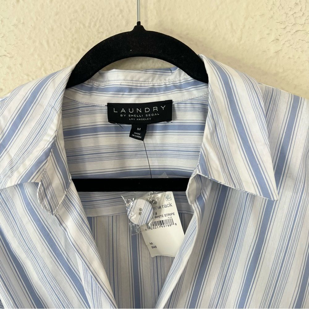 Laundry by Shelli Segal Striped Shirt Blouse Twist Front NEW Size Medium