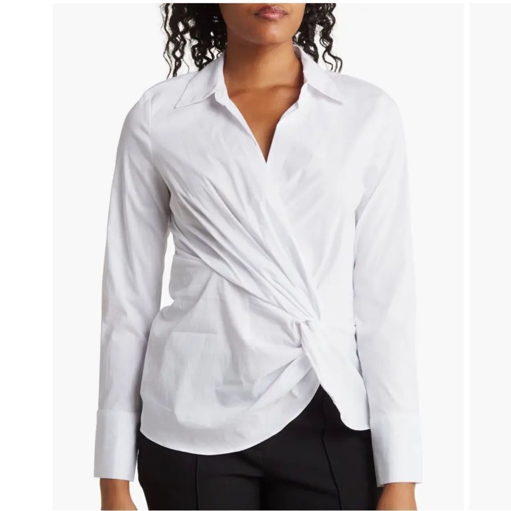 Laundry by Shelli Segal Striped Shirt Blouse Twist Front NEW Size Medium