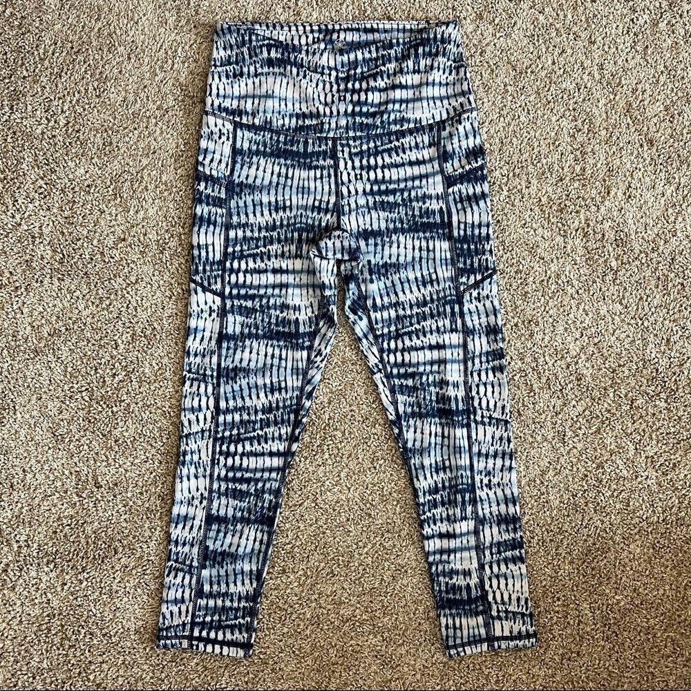 Gaiam Tie Dye Cropped Leggings With Side Pockets Size S