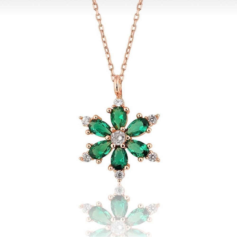 925 Silver Rose Plated Lotus Flower Necklace NEW