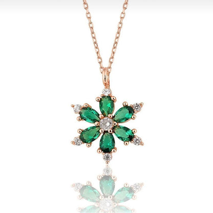 925 Silver Rose Plated Lotus Flower Necklace NEW