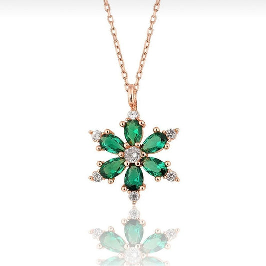 925 Silver Rose Plated Lotus Flower Necklace NEW