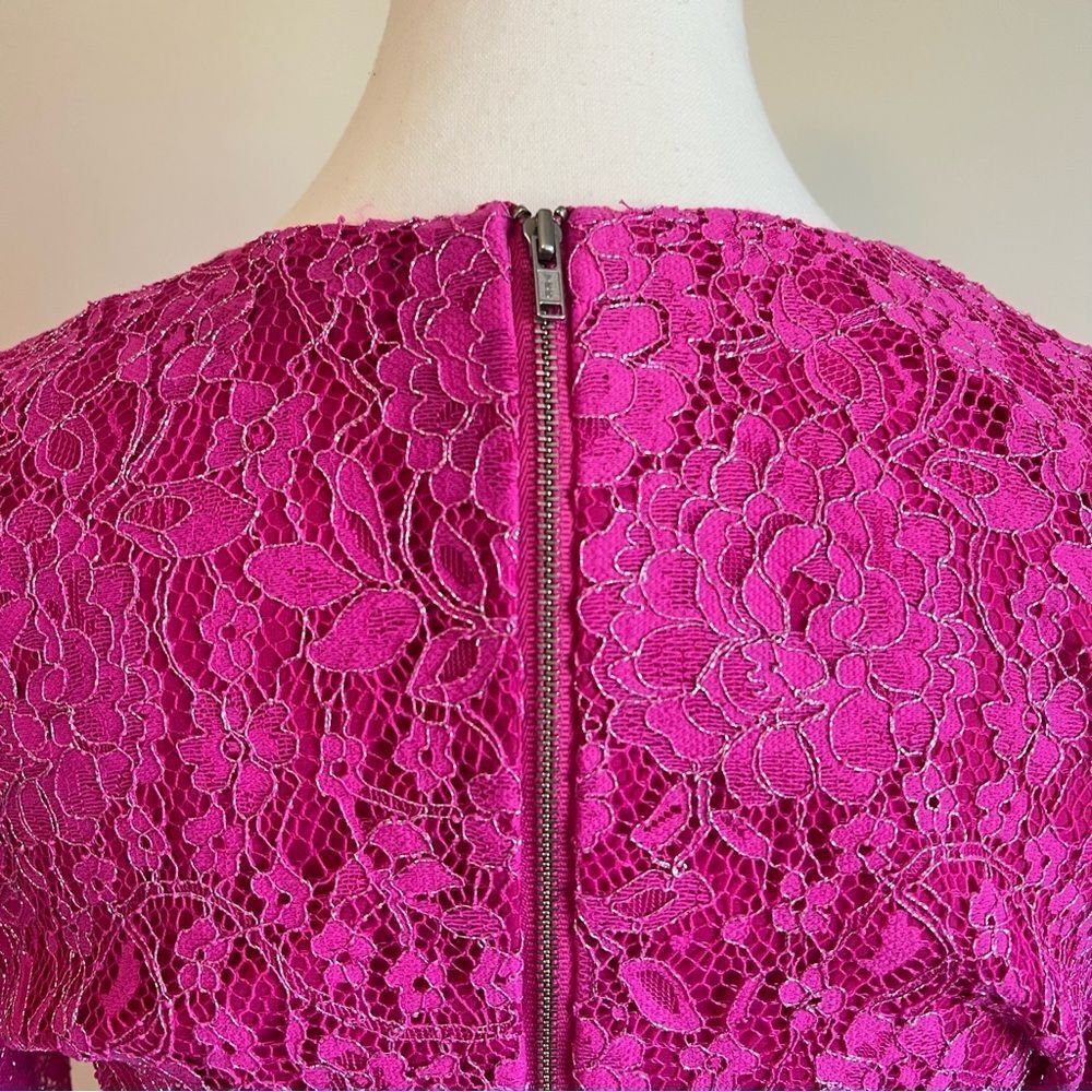 NBD Merlot Lace Blouse Top in Magenta Size Small Long Sleeve