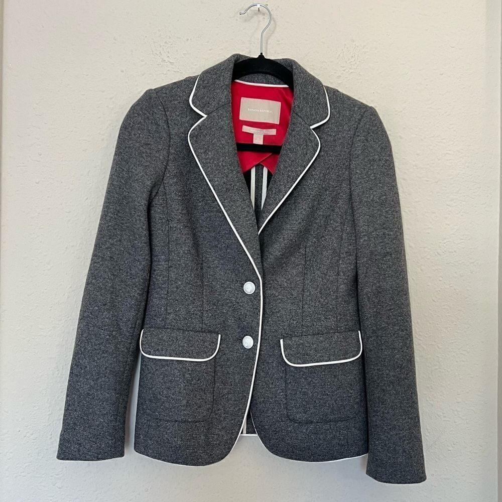 Banana Republic Wool Blend Gray Blazer Jacket Size 0