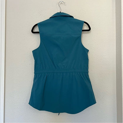Athleta Levitate Poplin Tank Top Borealis Green Teal Size Medium