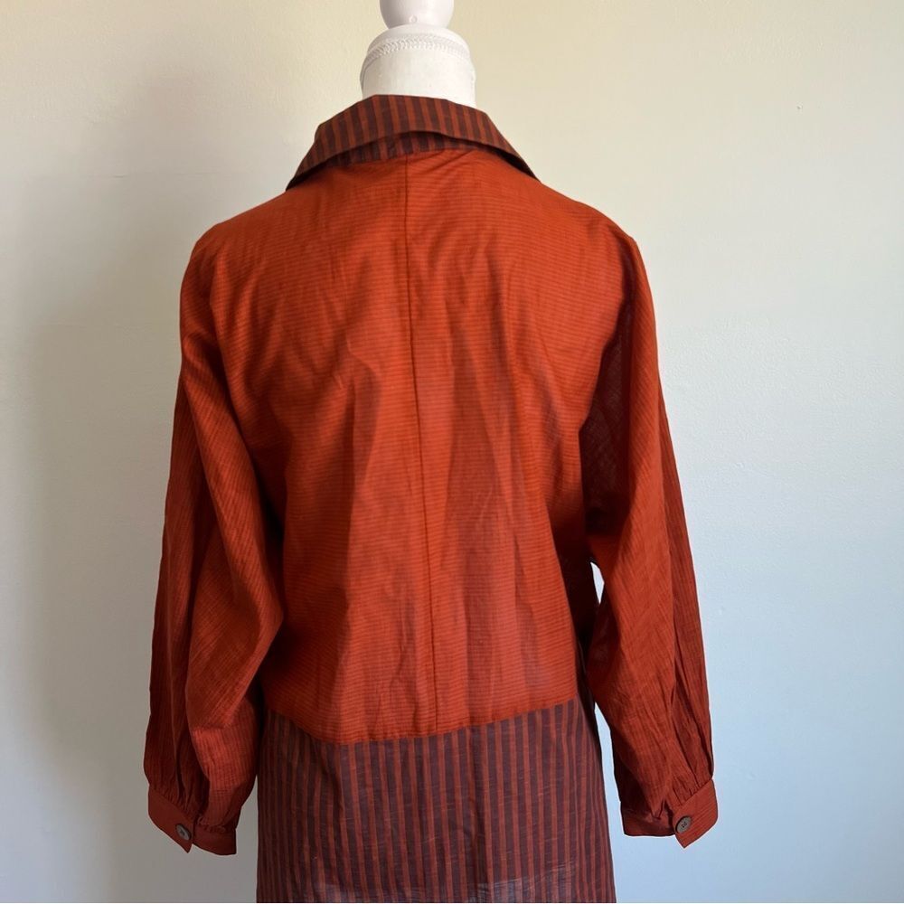 Anthropologie Oversized Button Down Tunic Shirt Lightweight Rust Brown Small