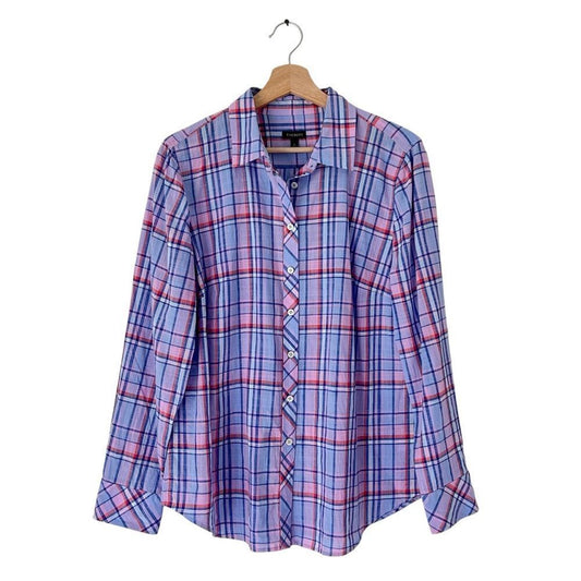 Talbots Plaid Button Down Shirt Long Sleeve Size Large