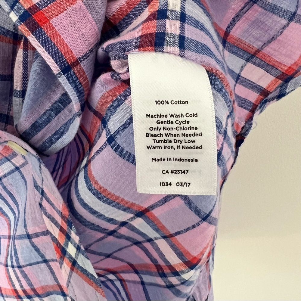Talbots Plaid Button Down Shirt Long Sleeve Size Large