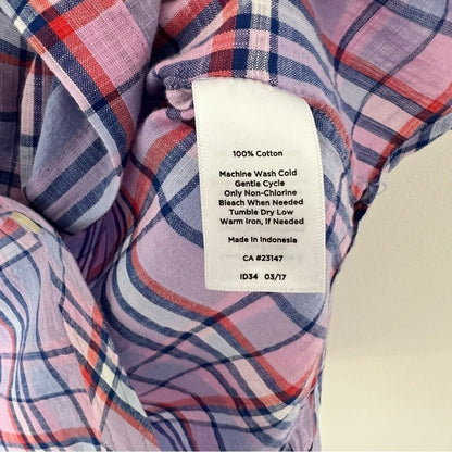 Talbots Plaid Button Down Shirt Long Sleeve Size Large