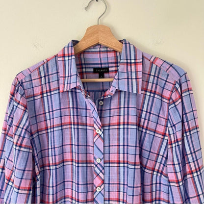 Talbots Plaid Button Down Shirt Long Sleeve Size Large