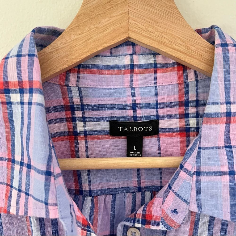 Talbots Plaid Button Down Shirt Long Sleeve Size Large