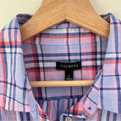 Talbots Plaid Button Down Shirt Long Sleeve Size Large