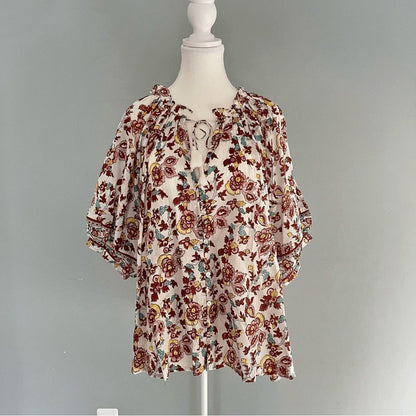 Cleobella Iris Floral Tassel Tie Blouse Enya NEW Size Large Boho