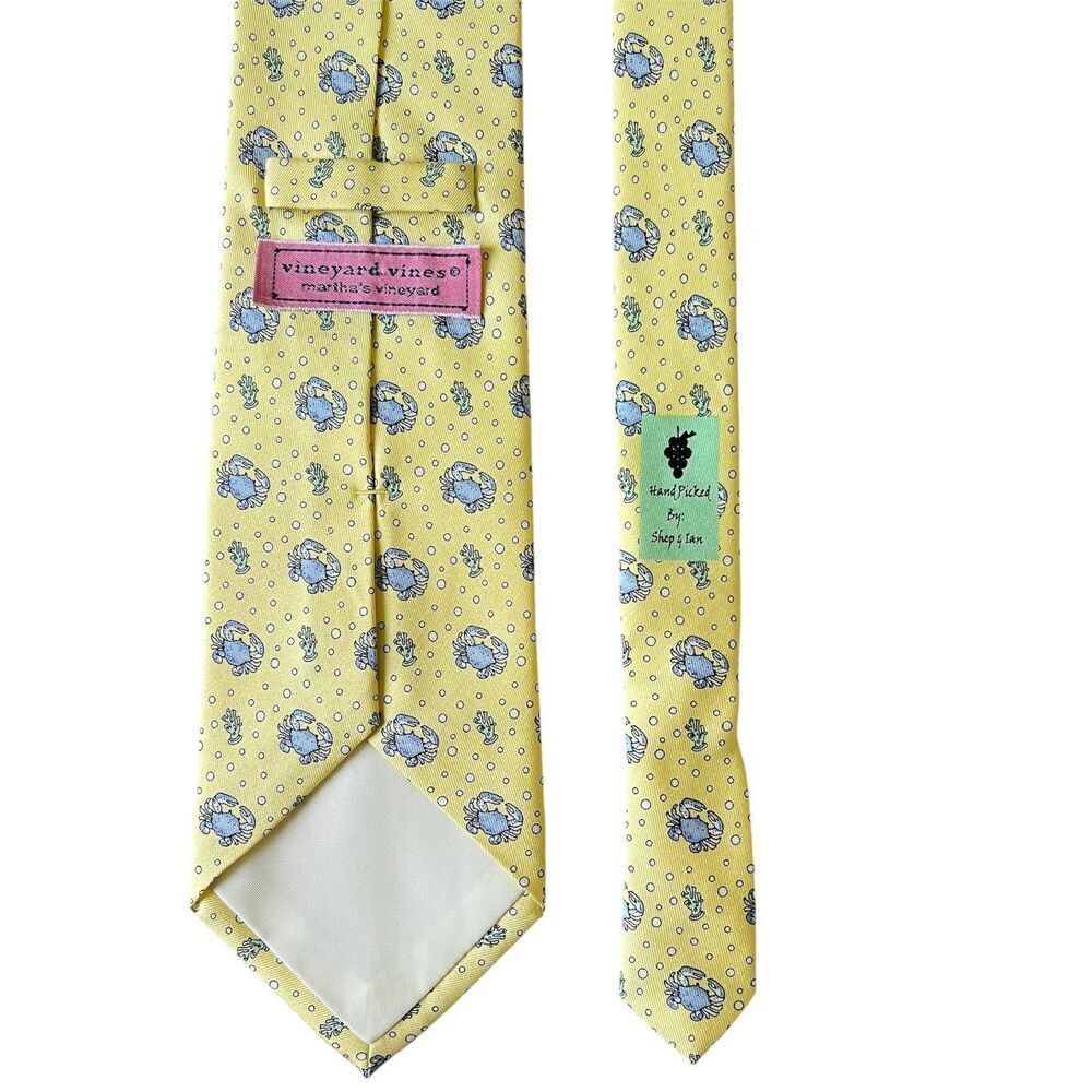 Vineyard Vines Neck Tie Silk Yellow Crab Under The Sea Preppy Mens
