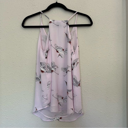 LOFT Crane Print Strappy Cami Blouse in Pink/Lavender Size XS